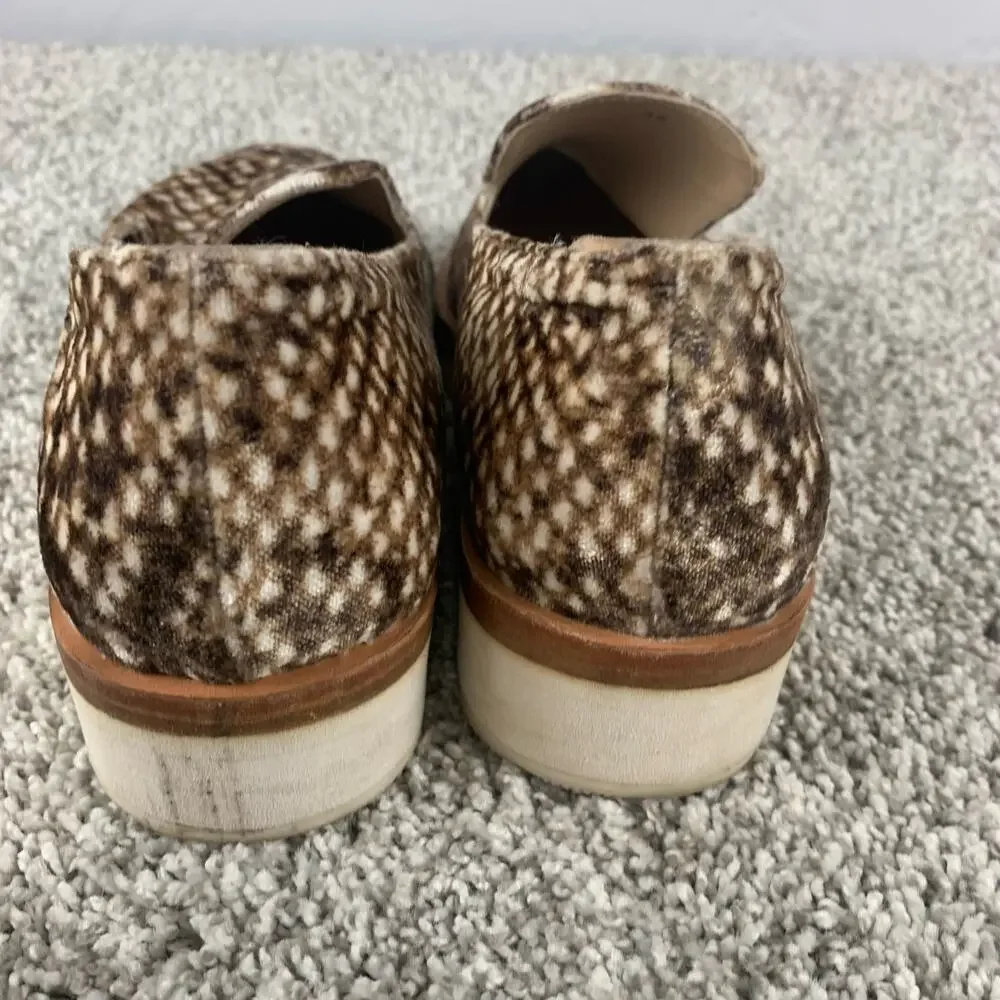 Free People Loafer Womens Size 8.5 Brown Snake Print Velvet Platform